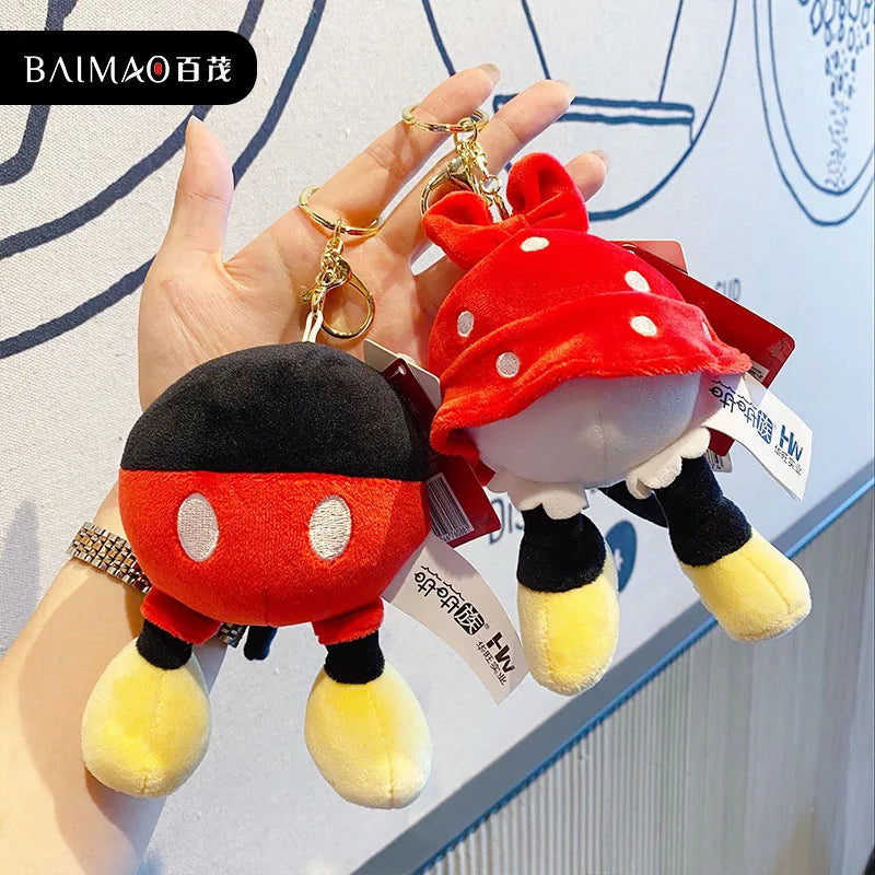 Cute Disney Mickey Mouse Minnie Plush Keychain Dolls Donald Duck Daisy Soft Stuffed Key Chain Toy