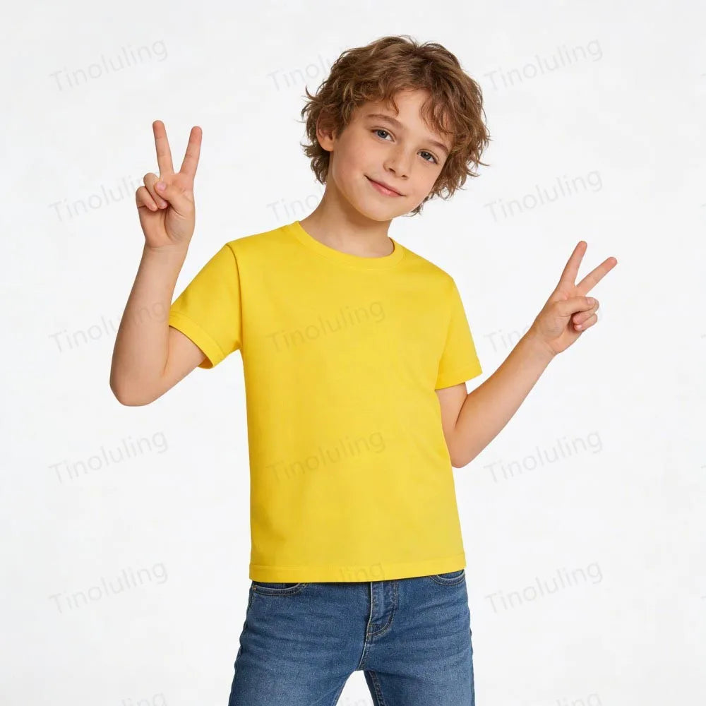 1 to 14 Years Boys Tshirt Plain Cotton Teenage Girls T Shirts Basic White Black Tees Korea Short Sleeve Summer Children Clothing