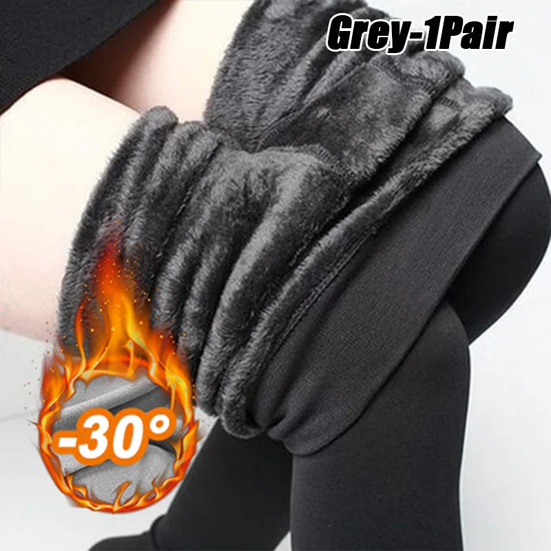 Women Winter Leggings Warm Leggins High Waist Solid Color Velvet Women Thickened Velvet Leggings Stretchy Black Leggings