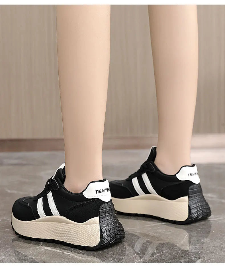 2026 Summer Thick-Soled Women Shoes Height-Increasing Women Sneakers Casual Skate Shoes Lace-Up Sports Running Shoes for Women