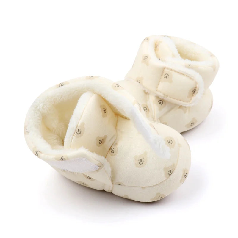 2024 Winter Baby Boots, Infant Girls Boys Warm Fashion Solid Shoes with Fuzzy Balls First Walkers Kid Shoes 0-18M High Quality
