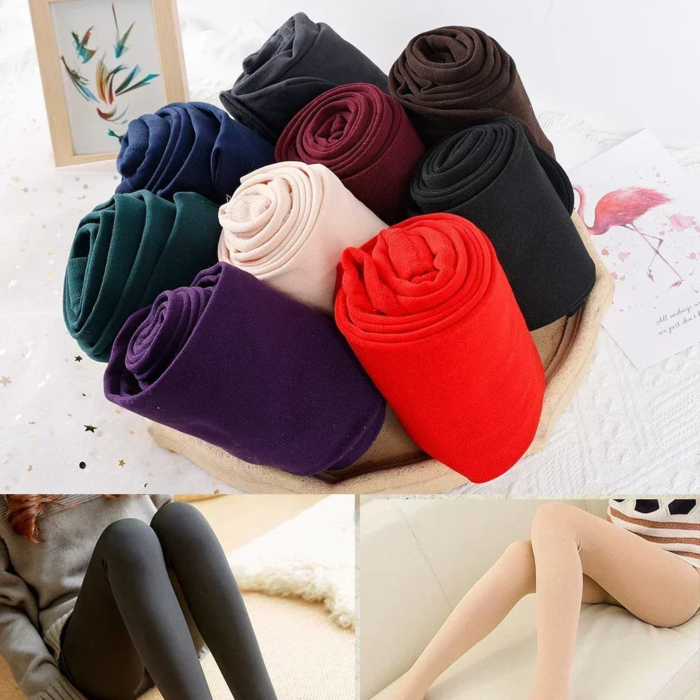 Women's Thermal Winter Tights Fleece Lined Sheer Velvet Pantyhose Thick Warm Leggings with Plush Inner Layer
