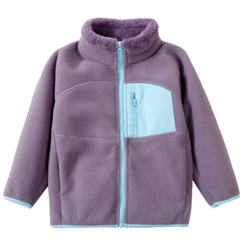 Children's Fall Winter Jacket Fleece Thick Teenage Boys Girls Outerwear Warm Windproof Soft Cozy Fur Coats for Kids 4-18 Years