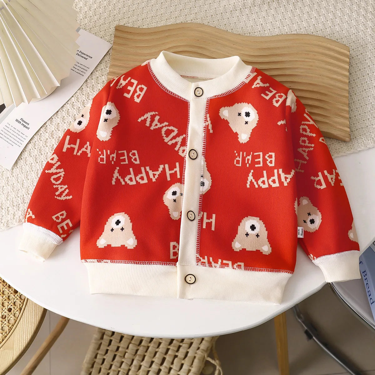 Children Knit Cardigan Toddler Baby Boys Girls Cartoon Button‑up Long Sleeve Knitted Sweater Coat Kids Fall Winter Outer Clothes