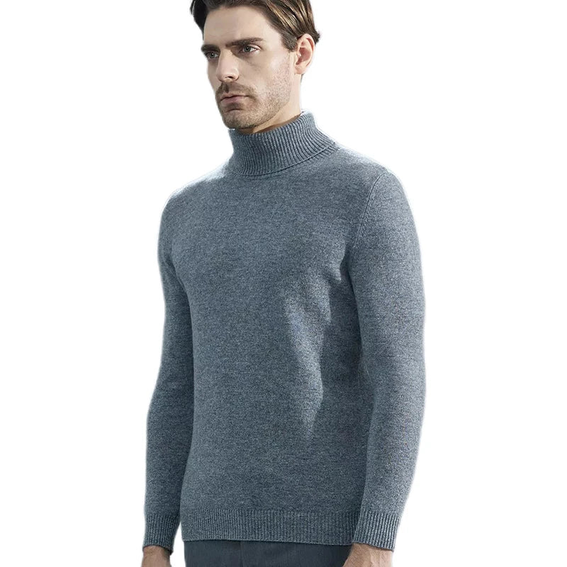 Men Knitted Sweaters Cashmere Sweater 100% Merino Wool Turtleneck Long-Sleeve Thick Pullover Winter Autumn Male Jumpers Clothing