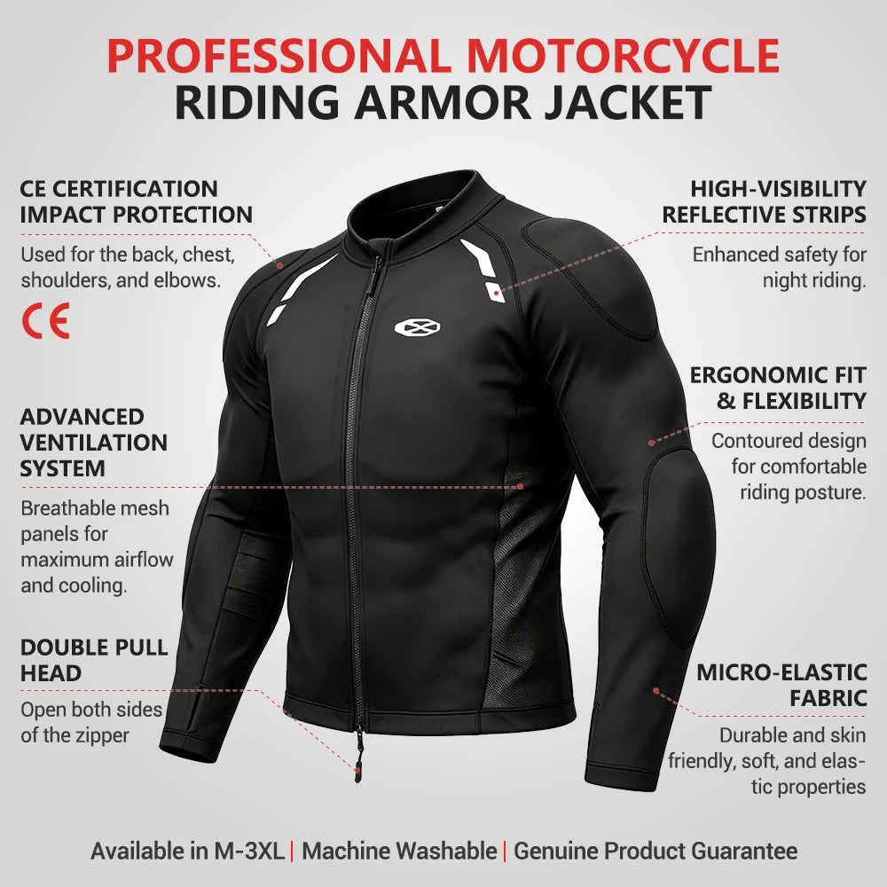 Men's Motorcycle Jacket Breathable Motorbike Riding Jackets Built-in Protective Gear Four Seasons Motocross Clothing Anti-fall