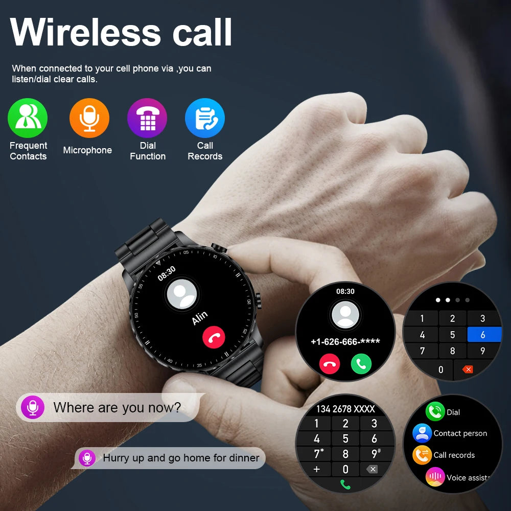 LIGE New Smart Watch 1.53'' 360*360 Full Touch Screen Outdoor Waterproof Bluetooth Call Watches Sports Fitness Man smart watches