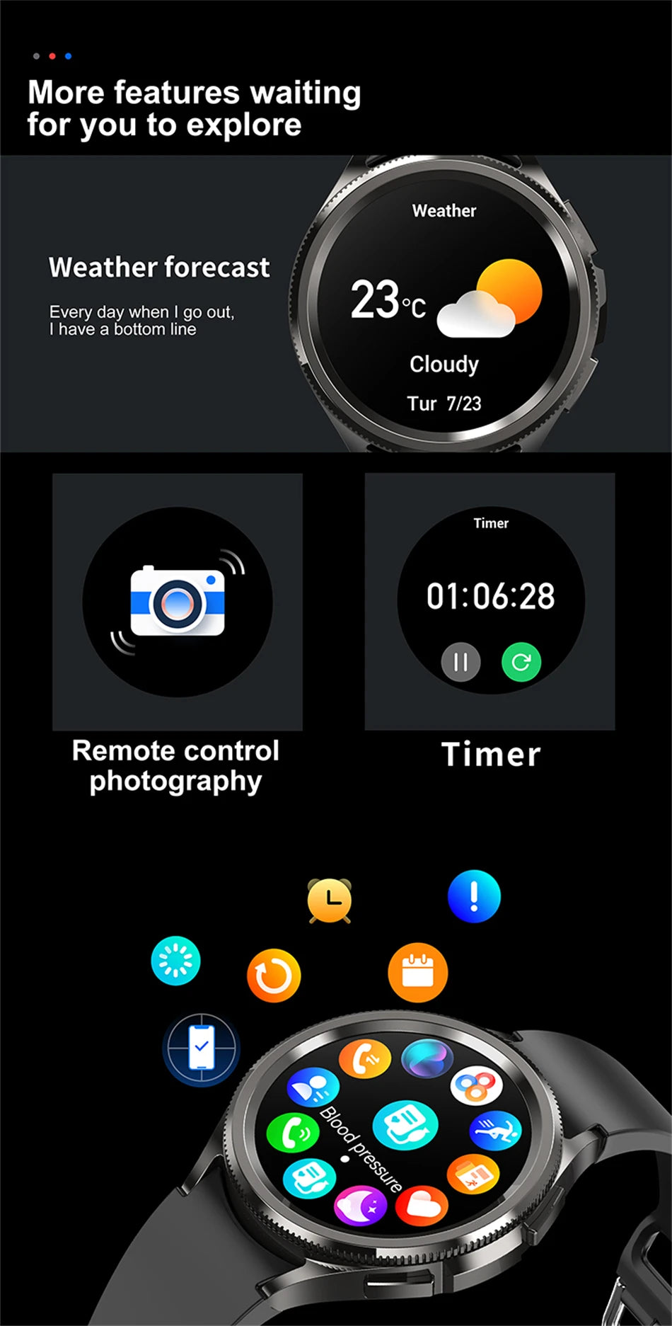 2025 New Smart Watch 6 Men's Outdoor Sports 100+ Sport Modes IP68 Waterproof Watch AMOELD HD Screen Smartwatch Android IOS