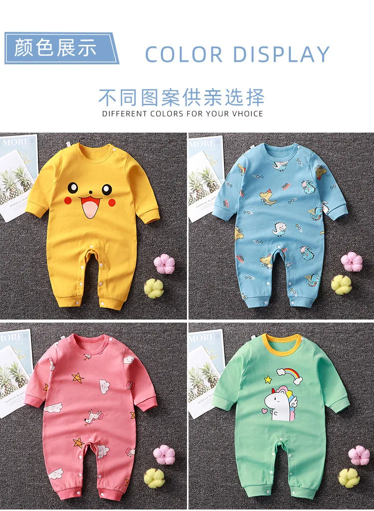 Newborn Baby Spring Autumn Romoers Long Sleeve Ha Clothes Baby Boys Girl New Year Costume For Baby Dinosaur Print Baby Clothes