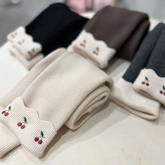 Girls' Autumn and Winter New Leggings Toddler Kids Korean Version Velvet Fashionable Elastic Cartoon Legging Pants for Children