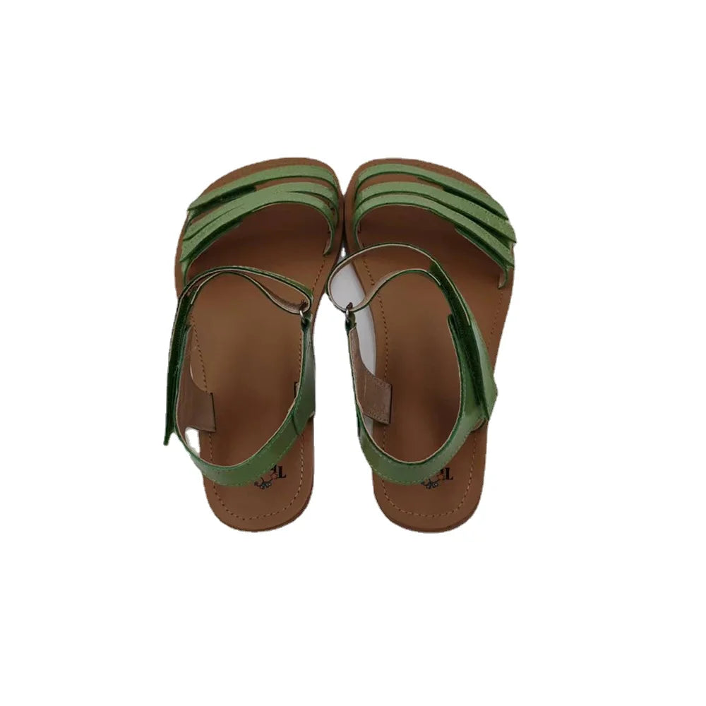 Tipsietoes 2025 Sprinng Barefoot Leather Flat Sandals For Women Shoes With New MInimalist Soft Sole
