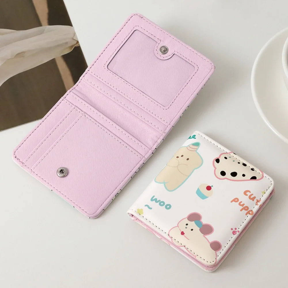 Cute Short Wallet Cartoon Coin Purse Girls PU Leather Money Bag Mini Portable Storage Bag Kawaii Card Holder