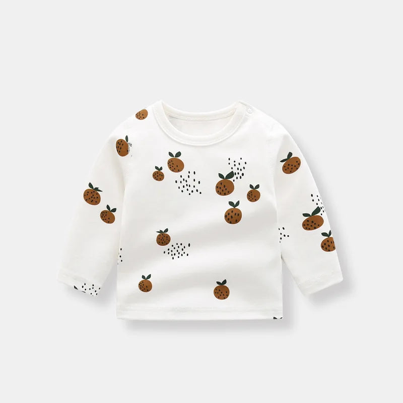 0-3T Newborn Kid Baby Boys Girls Clothes Print Long Sleeve Cotton T Shirt Cute Sweet Casual Plain Tshirt Loose Top Tee Outfit