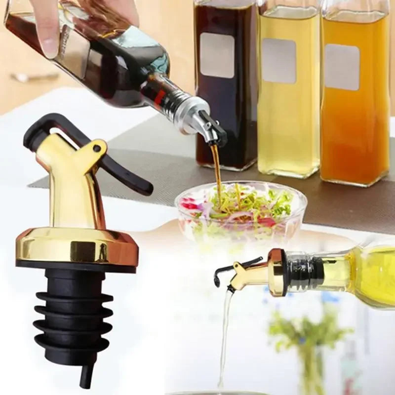 Gold Olive Oil Spouts Oil Vinegar Bottle Stopper Spout Leakproof Food Grade Plastic Sprayer Wine Vinegar Spouts Kitchen Tools