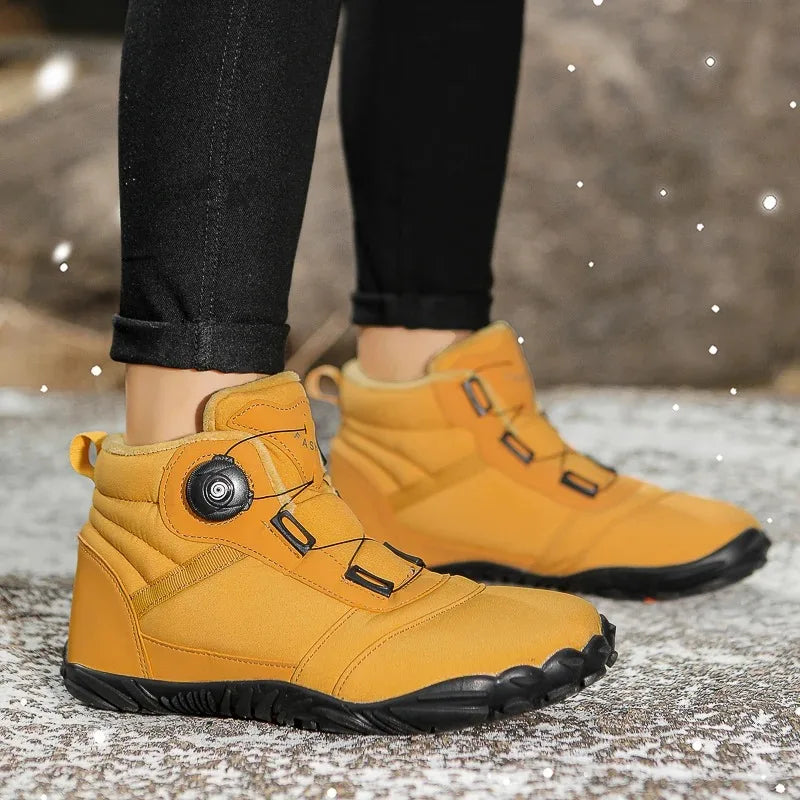 Winter Unisex Boots Plush Warm Snow Boots Comfortable Wide Toe Barefoot Shoes Winter High-top Casual Sneakers Botas Para Hombre