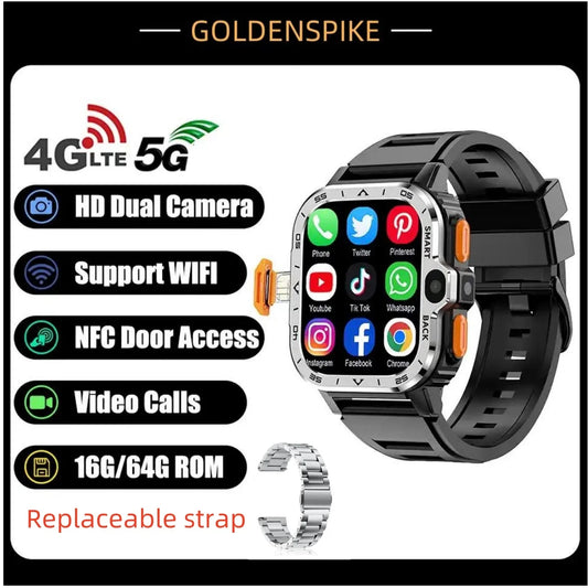 PGD Dual Camera Smart Watch 2.03'' for Men Business Heart Rate Monitor PGD Watch Pluggable SIM Card 4g with wifi GPS Waterpoof