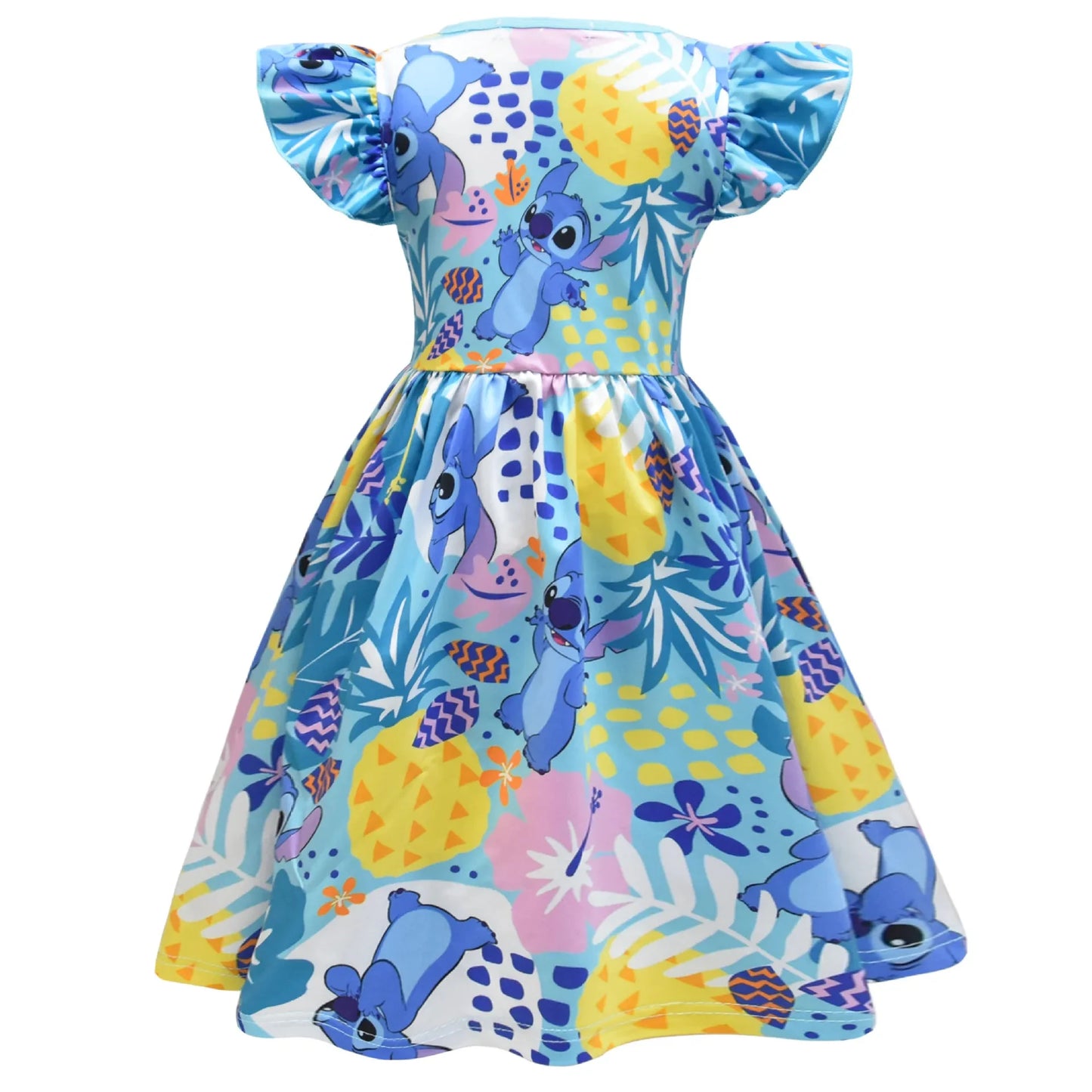 2024 New Lilo and Stitch Girls Dress Costume Disney Clothing Cosplay Halloween Kids Birthday Party Cartoon Print Childrens Dress