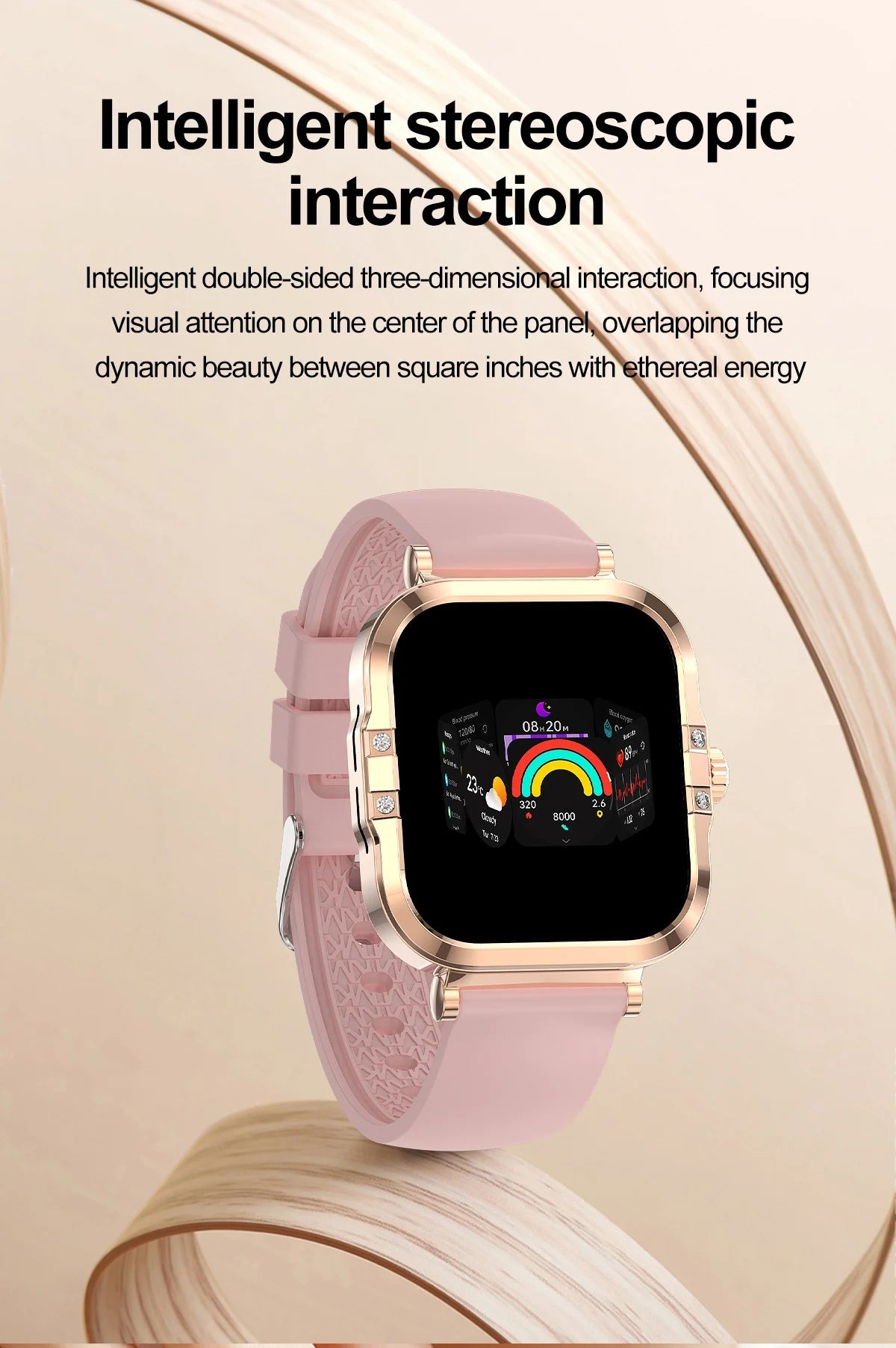 2026 best-selling women's smart watch, 1.75in, AMOLED HD screen, voice control, NFC, breathing exercises, women's health, SOS