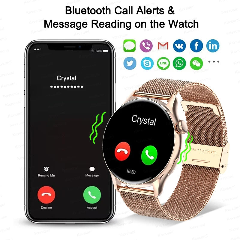 Smartwatch Women 466*466 AMOLED 1.43 Hd Color Screen Always Display Time Bluetooth Call Sports Smart Watch For Android ios phone