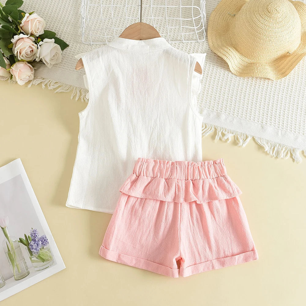 Bear Leader Girls' Clothing Set 2025 Summer New Casual Children's Embroidered Sleeveless Shirt+Shorts Set Girls' Baby Clothing