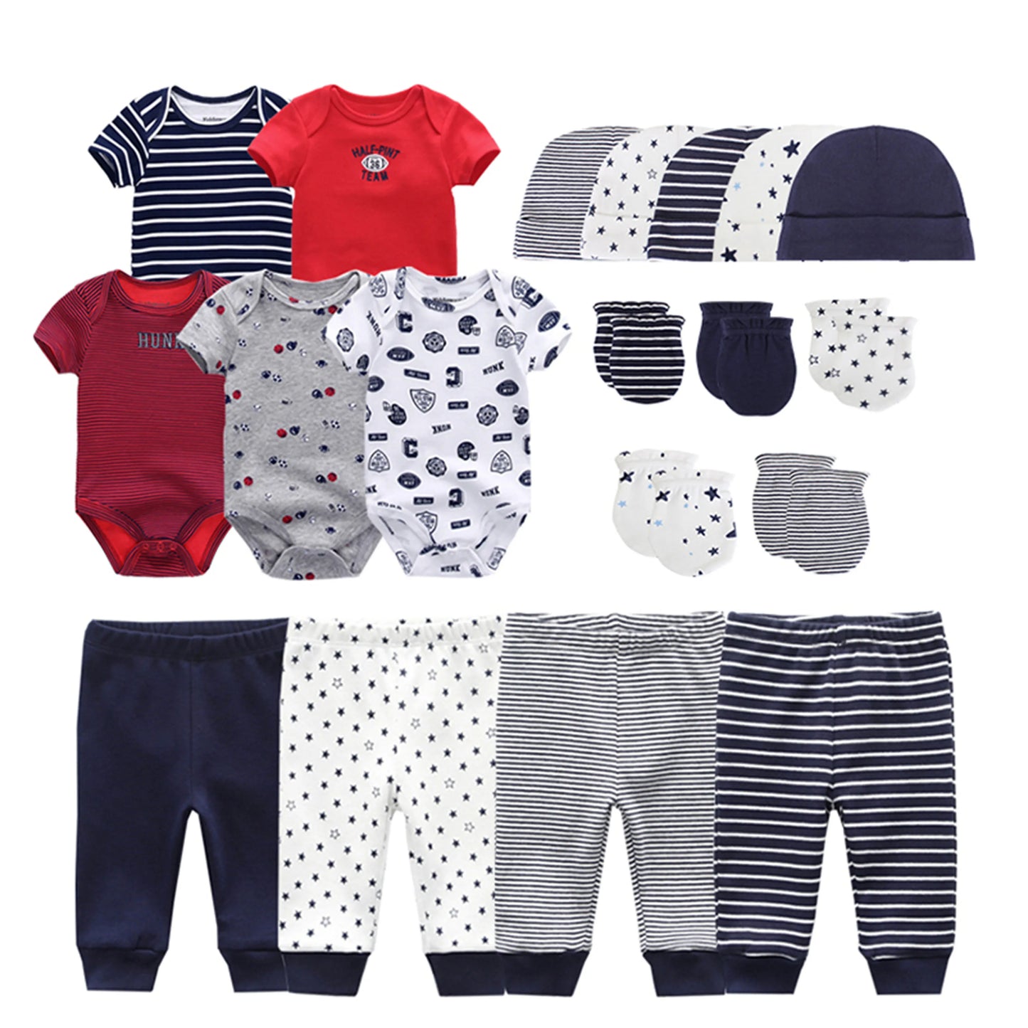 Kiddiezoom Baby Clothing Sets Newborn Boy Girl Infant Bodysuits+Pants+Hats+Gloves/Bibs Unisex  Clothes Bebes