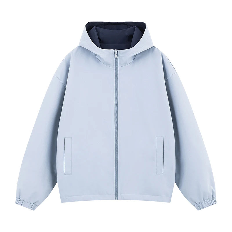 Womens Hooded Reversible Jackets 2025 Windbreaker Women Jackets Basic Coats Zipper Fashion Lightweight Jackets Famale Outerwears