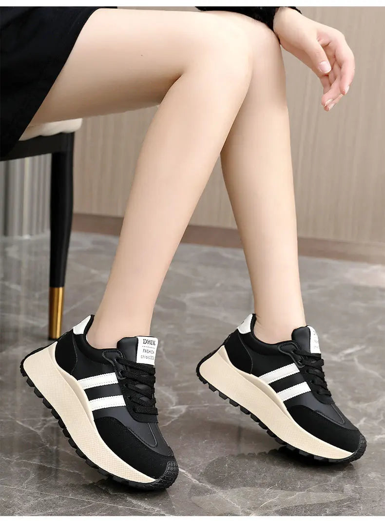 2026 Summer Thick-Soled Women Shoes Height-Increasing Women Sneakers Casual Skate Shoes Lace-Up Sports Running Shoes for Women