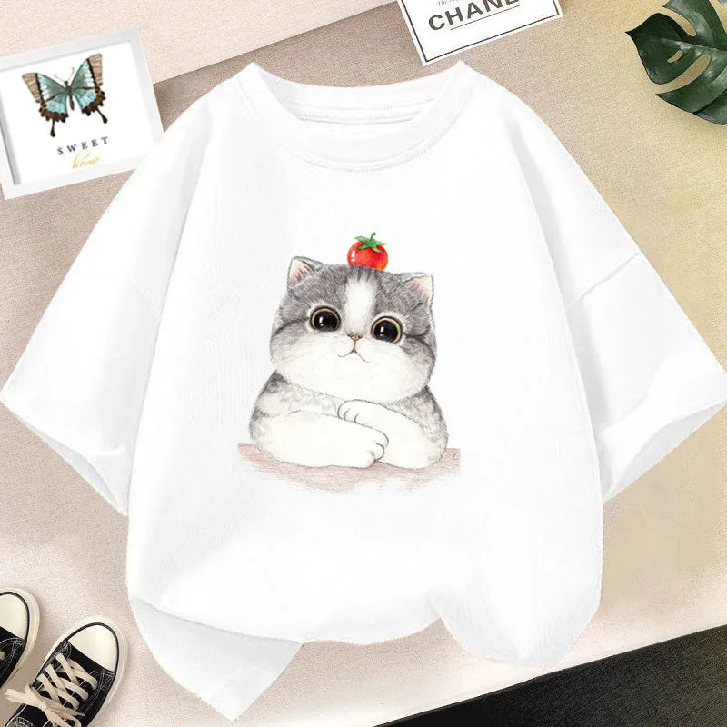 Cute Cartoon Rabbit Lollipop Print T Shirts Student Girls Kawaii Tee High Quality Cotton Summer Short Sleeve Casual Tops
