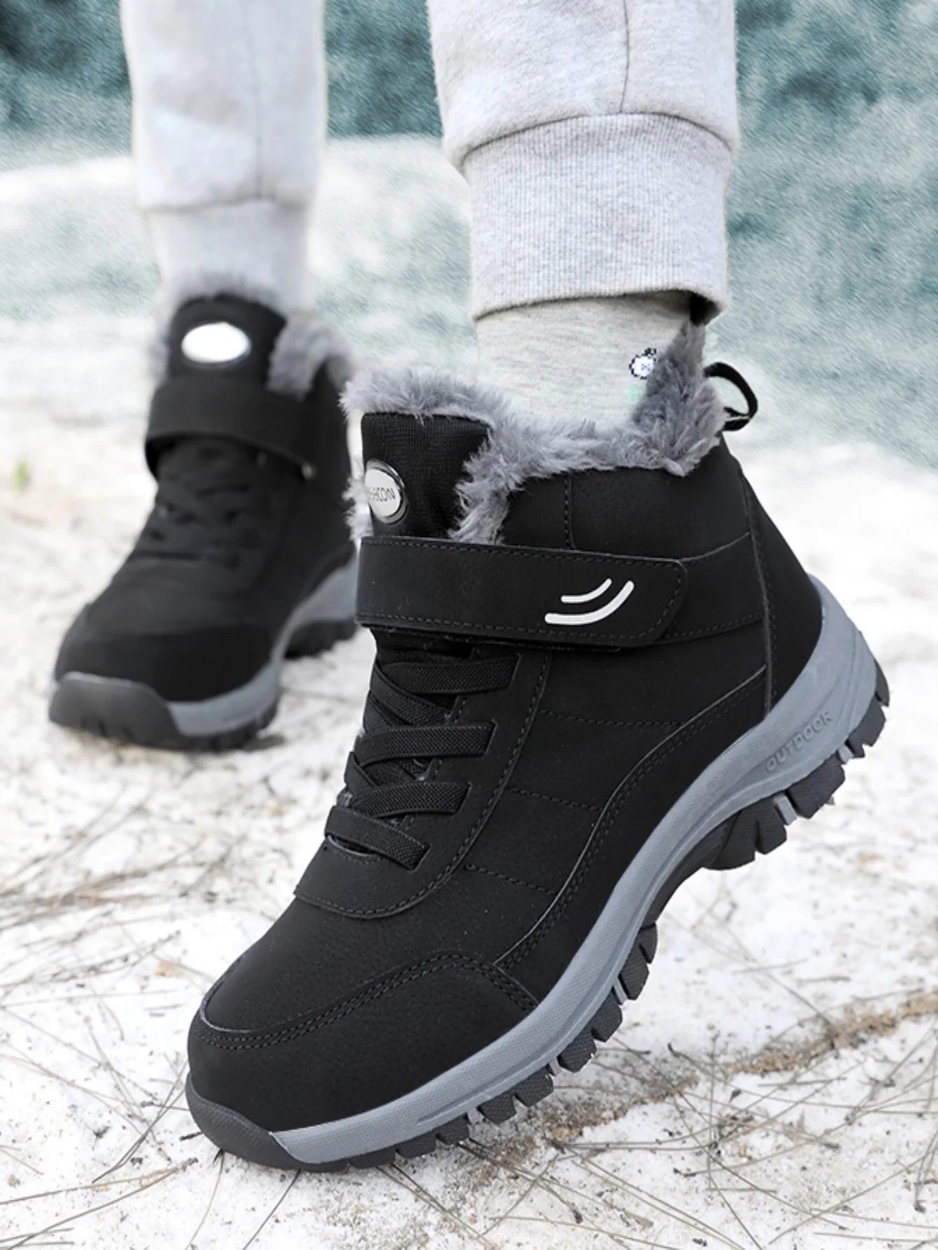 Fleece-Lined Warm Winter Snow Boots, Anti-Slip Shock-Absorbing, Stain-Resistant, Stylish Versatile Unisex Casual Shoes