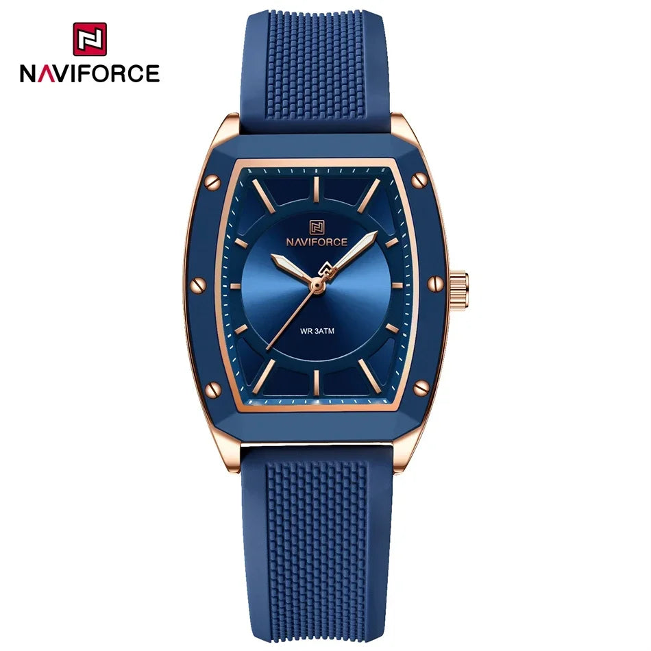 NAVIFORCE NF5049 Women Quartz Watches Silicone Strap Student Sports Watch Big Dial Simple Tonneau Waterproof Wristwatches