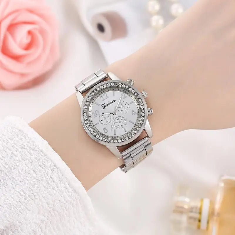 Women Gift Set, Luxury Commerce Steel Strap, Fashion Hundred Quartz Watch, Bracelet, Two Pieces, Suitable as Gift 2