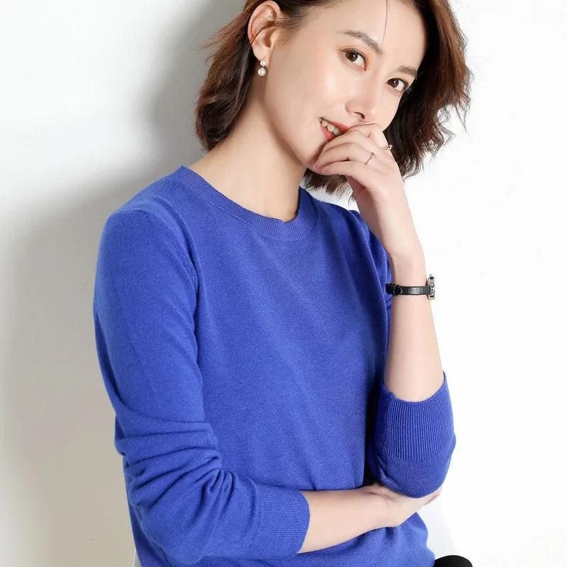Women Sweater O-neck Autumn Winter Basic Pullover Warm Casual Pulls Jumpers Korean Fashion Spring Knitwear Bottoming Shirt 2025