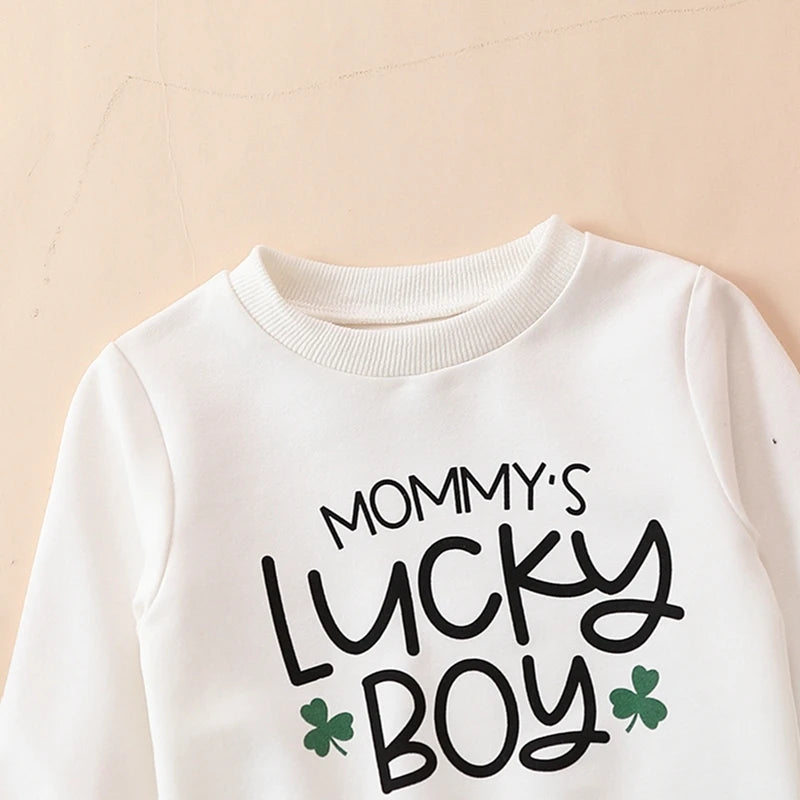 Outfit Toddler Baby Boy 2t 3t Clothes Clover Sweatshirt Top Pants Set