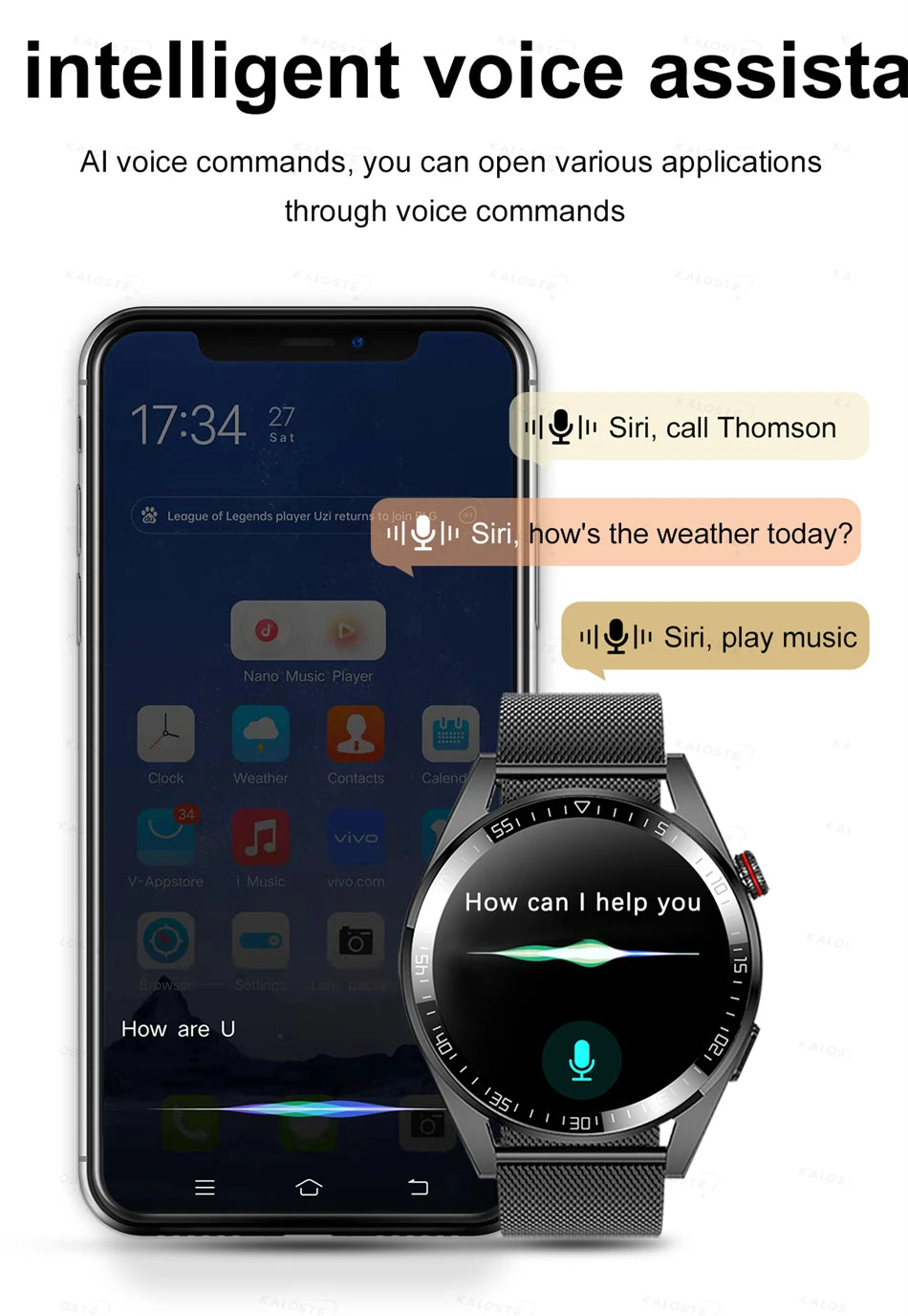 New Smart Watch Mens 4G Memory Local Music Player 454*454 AMOLED Screen Bluetooth Call Sports Man Smartwatch For Man Android iOS