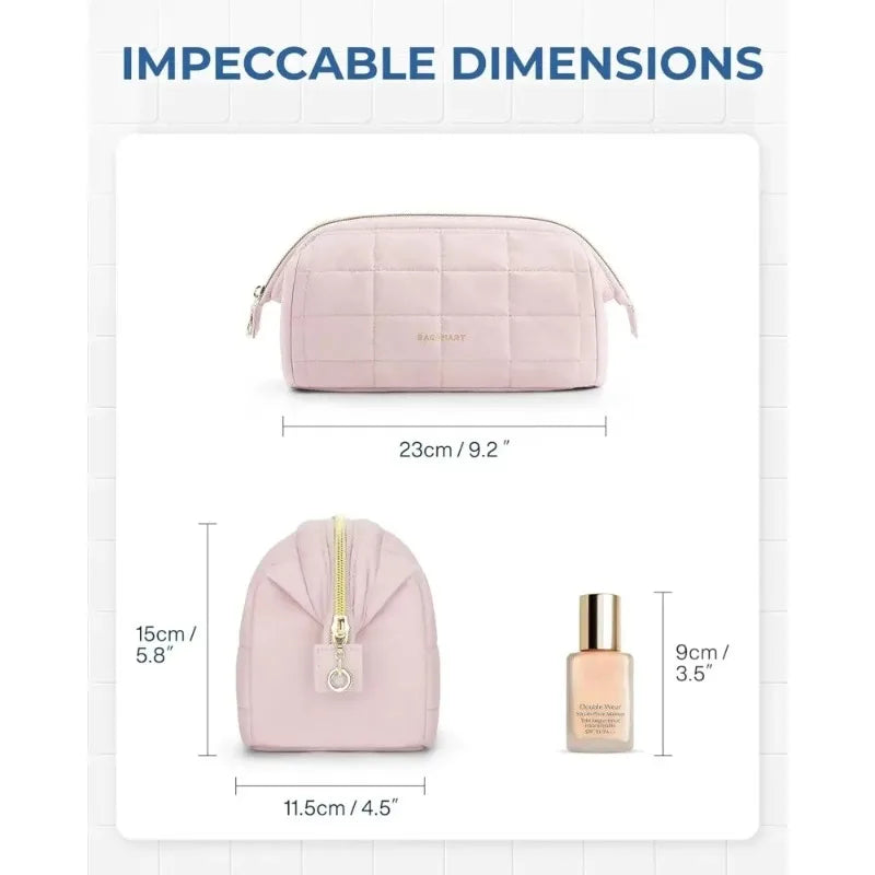 Makeup Bag Travel Toiletry Bag Puffy Padded Make Up Bags Wide Open Pouch Purse Travel Essentials Toiletries Accessories Brushes
