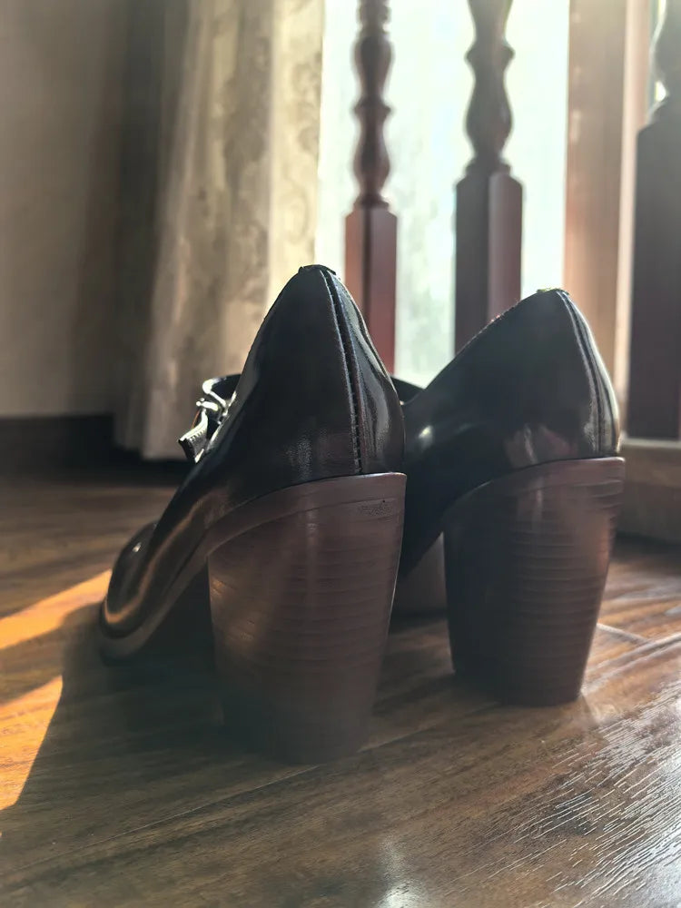 MKKHOU Fashion Pumps New High Quality Genuine Leather Pointed High Heels Mary Jane Shoes Women's Heels Leather Shoes Women Shoes