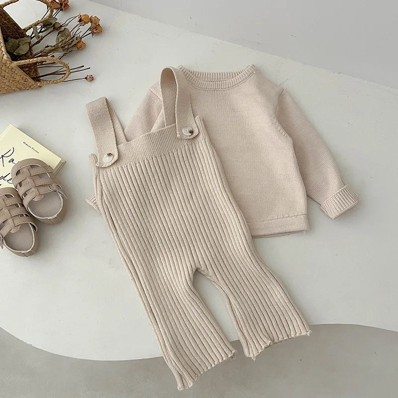 Mono de punto sin mangas para bebé, mono liso para recién nacido, Pelele de algodón infantil, ropa tejida para niño y niña, novedad de otoño