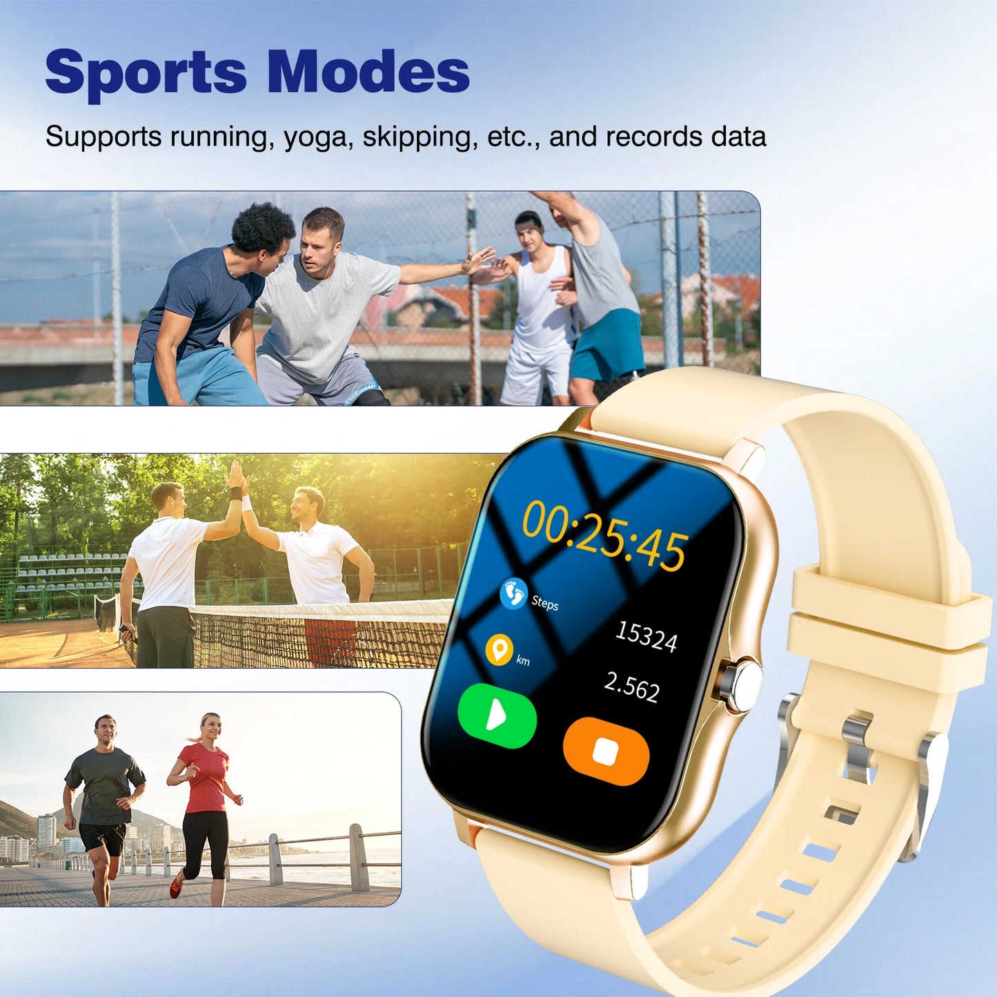 Smart Watch with 1.83-Inch HD Display – Wireless Calling/Dialing, Alarm/Message Notifications, Fitness Tracking, Music Control.