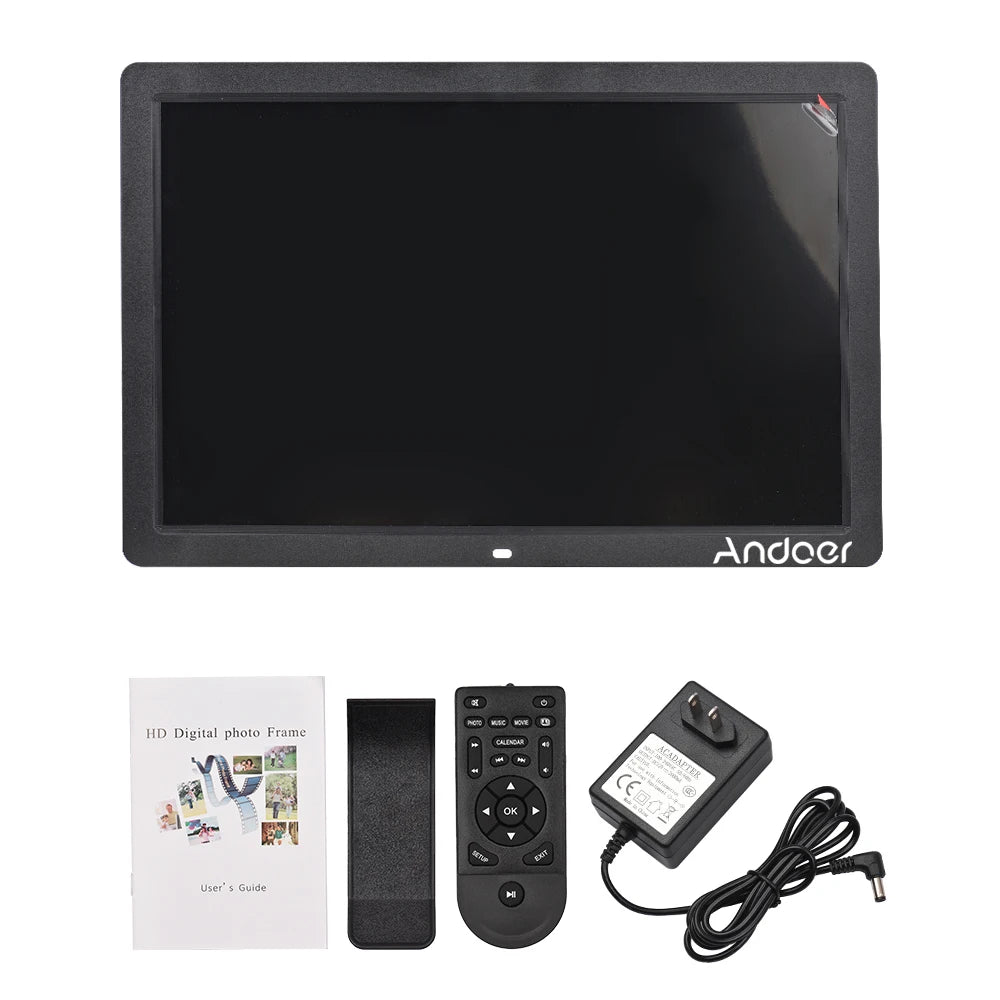 Andoer 17inch LED Digital Photo Frame 1080P Electronic Picture Frame MP3 MP4 Video Player Clock Calendar with Remote Control
