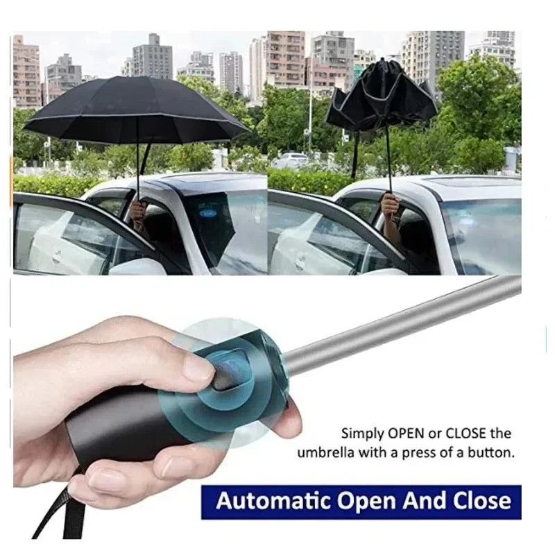 Men Women Umbrella  Fully Automatic Reverse Folding Umbrella with Windproof Reflective Stripe UV Umbrellas