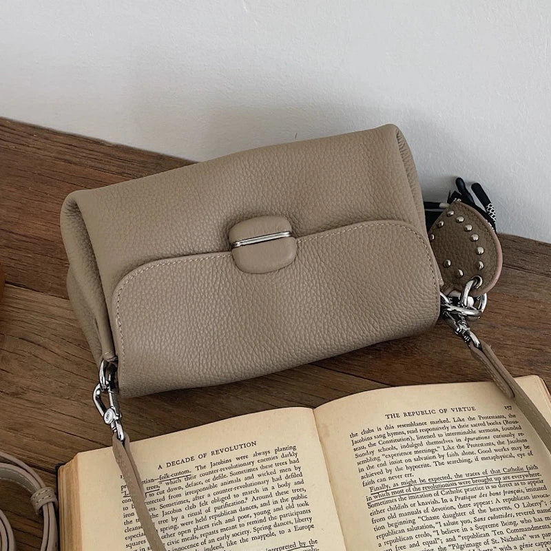 Genuine Grade Luxury Designer Women's Small Shoulder Crossbody Small Square Bags Suede Leather Female Daily Purse Underarm Bag