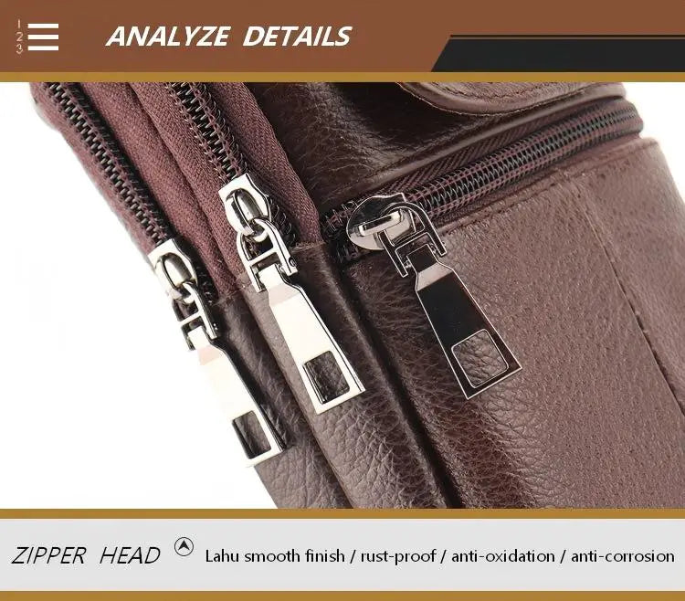 Men's Leather Waist Bag - Large Capacity Mobile Phone Belt Bag - Outdoor Work Backpack, Sports Hiking Bag Portable Crossbody Bag