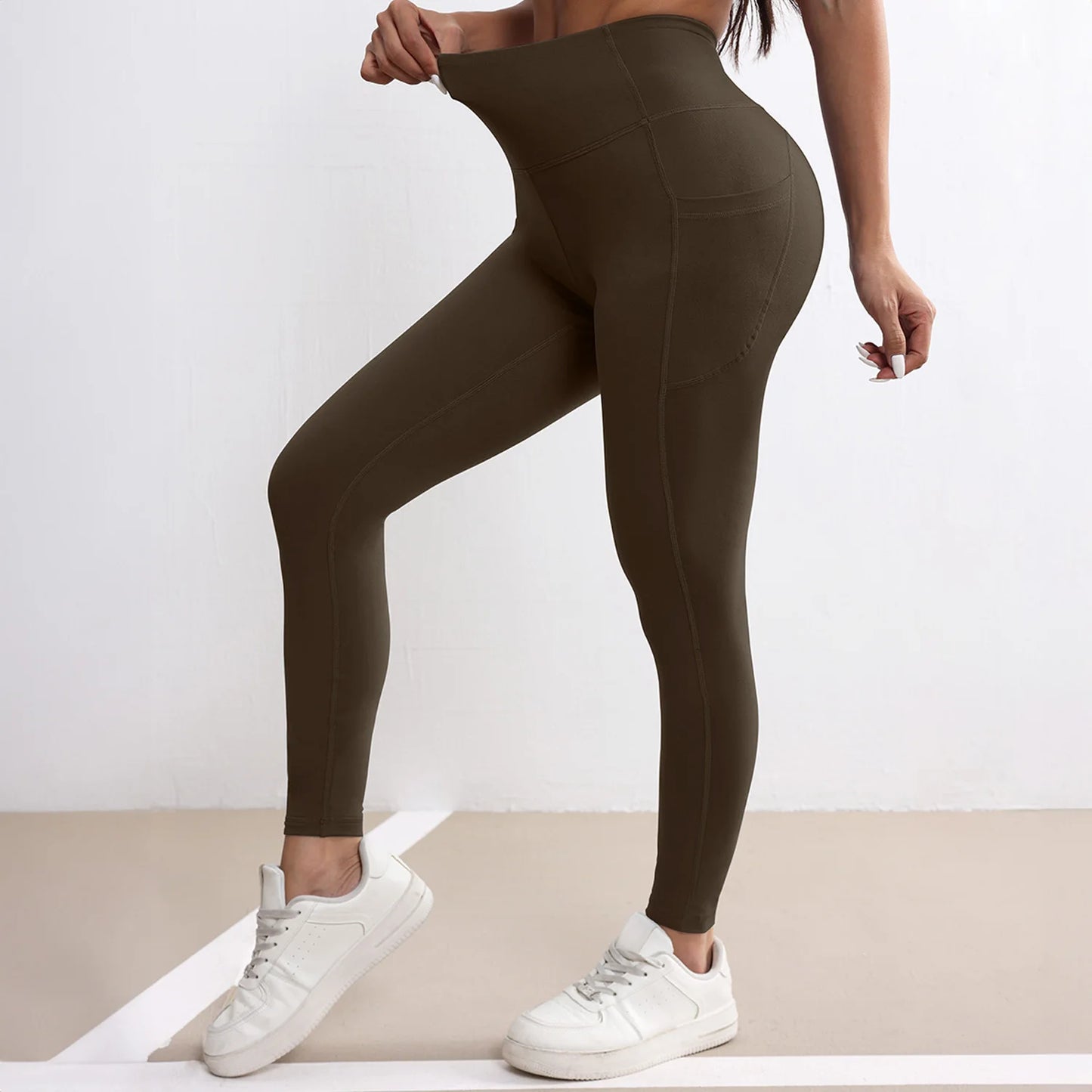 Women Fitness Lenggings With Side pockets Female Full Length Leggings Running Pants Comfortable High Waist Yoga Pants