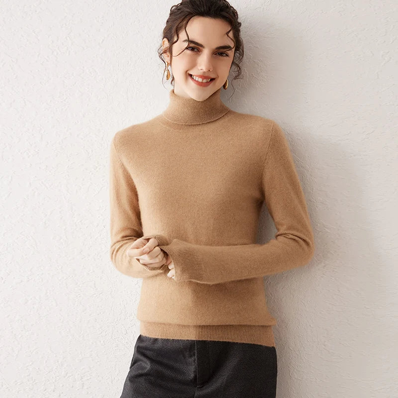Ladies Sweater Cashmere Sweater Women Wool Turtleneck Knitwears 100% Cashmere Tops Long Sleeve Pullovers Jumpers Female Clothing
