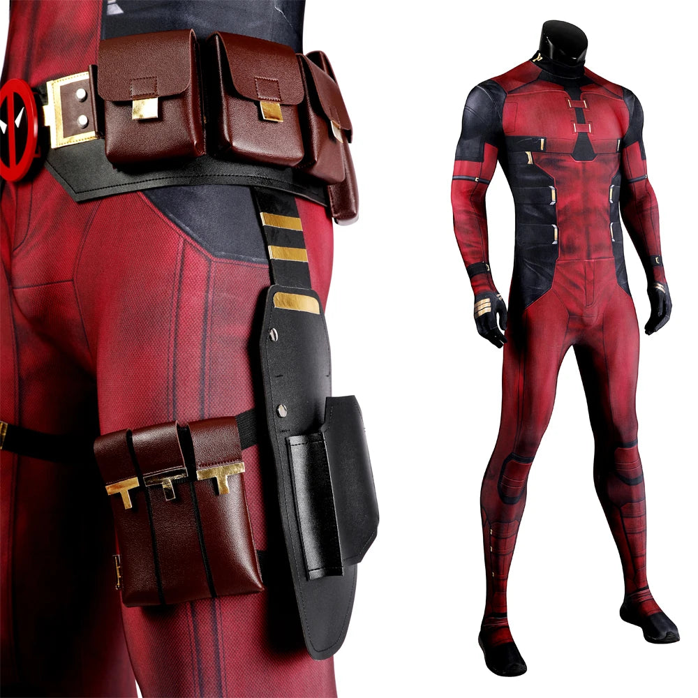 New Comedy DP3 Red Soldier Wade Wilson Cosplay Costume Pool Boy Full Suit Bodysuit Mask High Quality Carnival Halloween Outfit