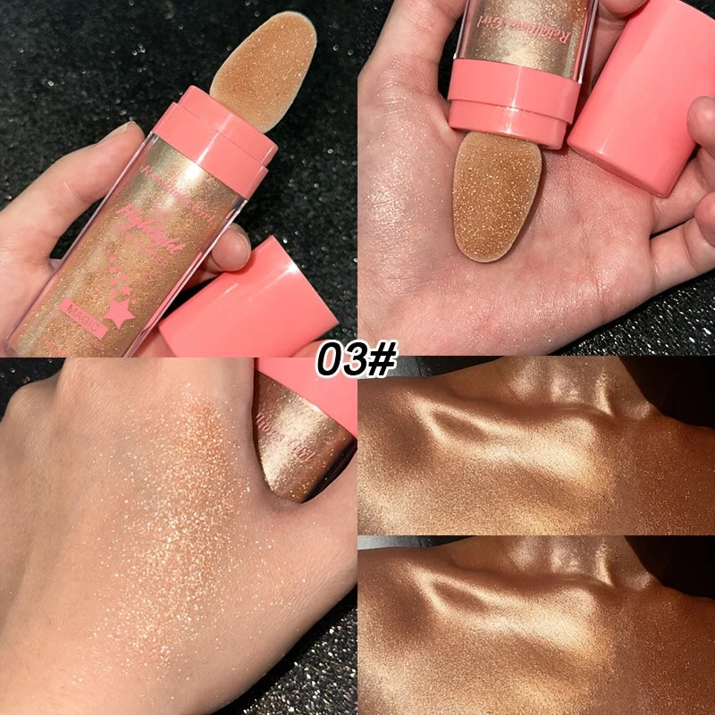 3 Colors Glitter Fairy Highlight Pat Powder Bride Wedding Highlight Powder Body Glitter Powder Shiny Powder Multifunction Makeup