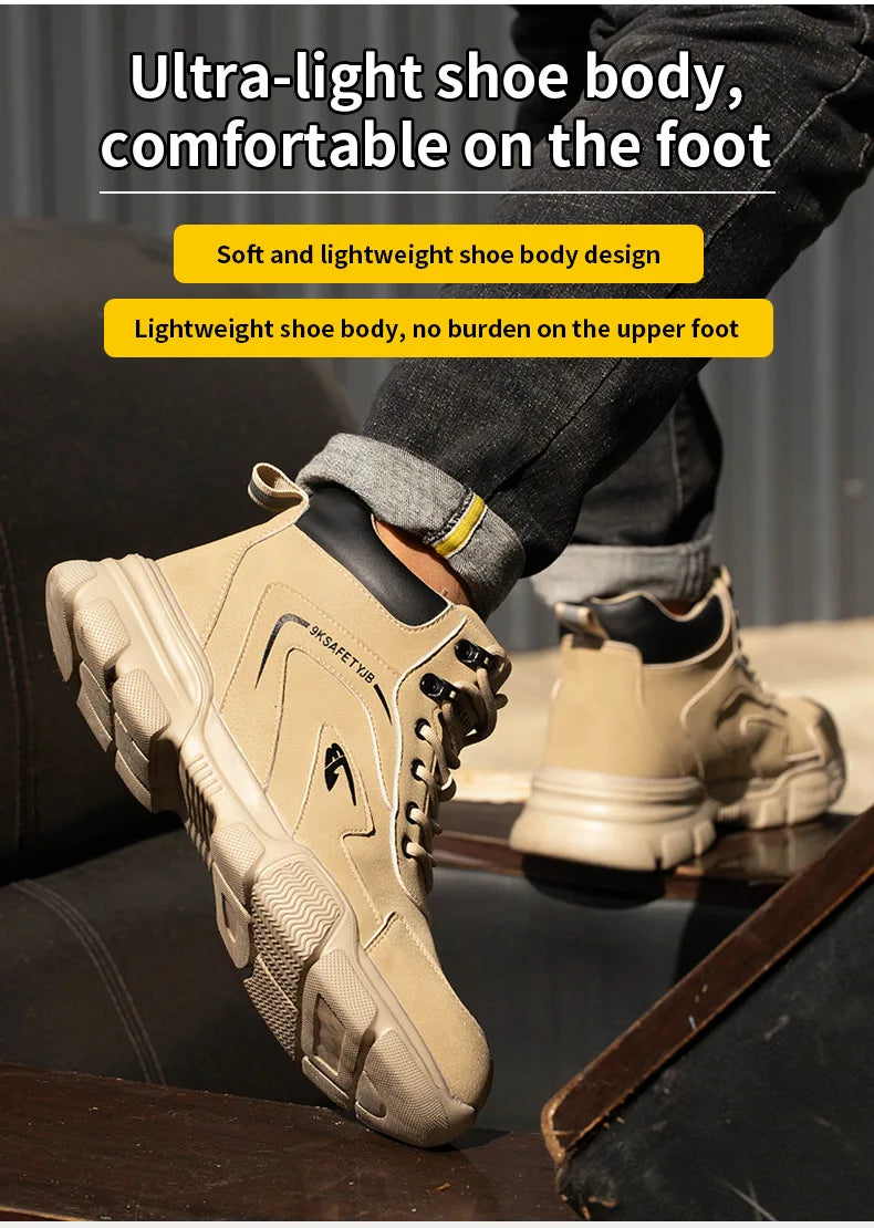 Winter Plush Work Boots For Men Ankle Anti-smash Anti-puncture Safety Shoes Steel Toe Protective Male Footwear Indestructible