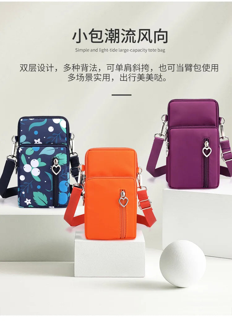 Waterproof Nylon Mobile Phone Versatile Mini Bag Purses Women's Shoulder Cross Body Messenger Bag