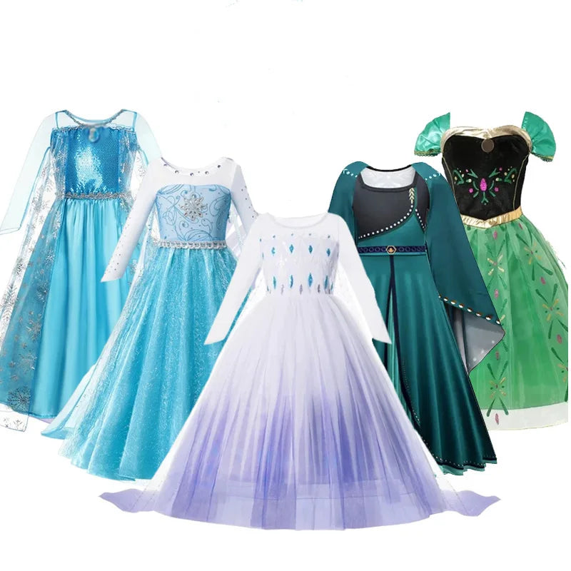 2024 Snow Queen Girls Dress Princess Elsa Dresses Kids Fancy Children Vestidos Birthday Carnival Fancy Party Disguise