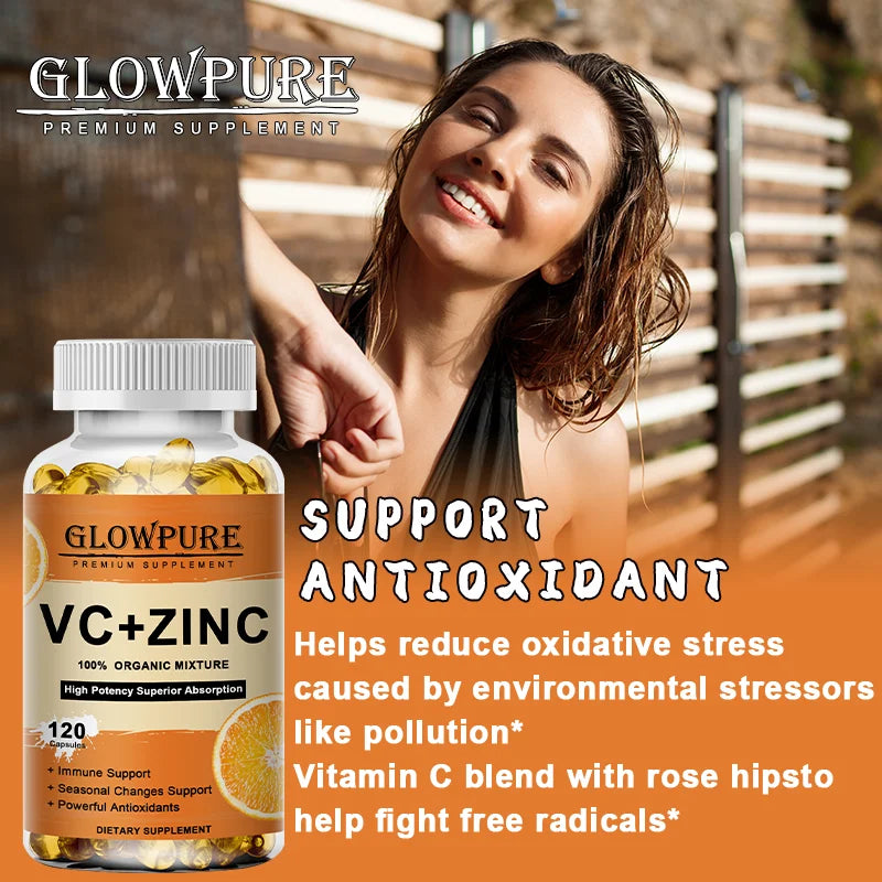 Vitamin C with Zinc for Immune Support & Antioxidant - Promotes Metabolism, Skin Whitening and Anti-Aging